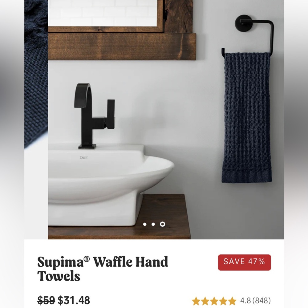 Onsen supima waffle hand towel navy